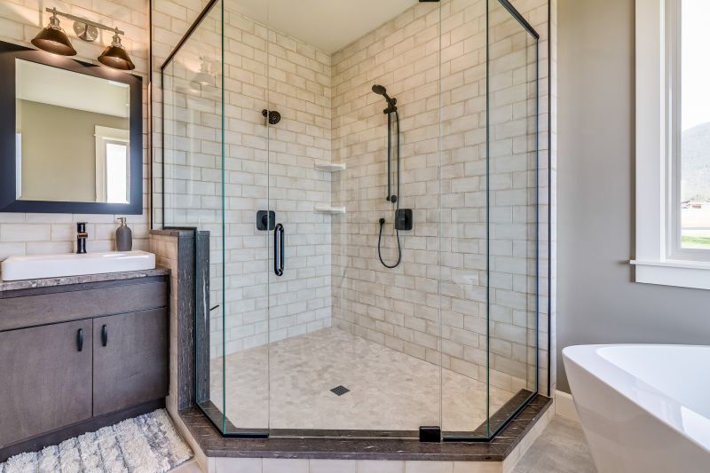 Luxury shower with glass enclosure